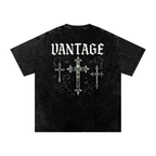 VANTAGE T-shirt Goth!c style -Snow Washed Oversized Cotton T-Shirt