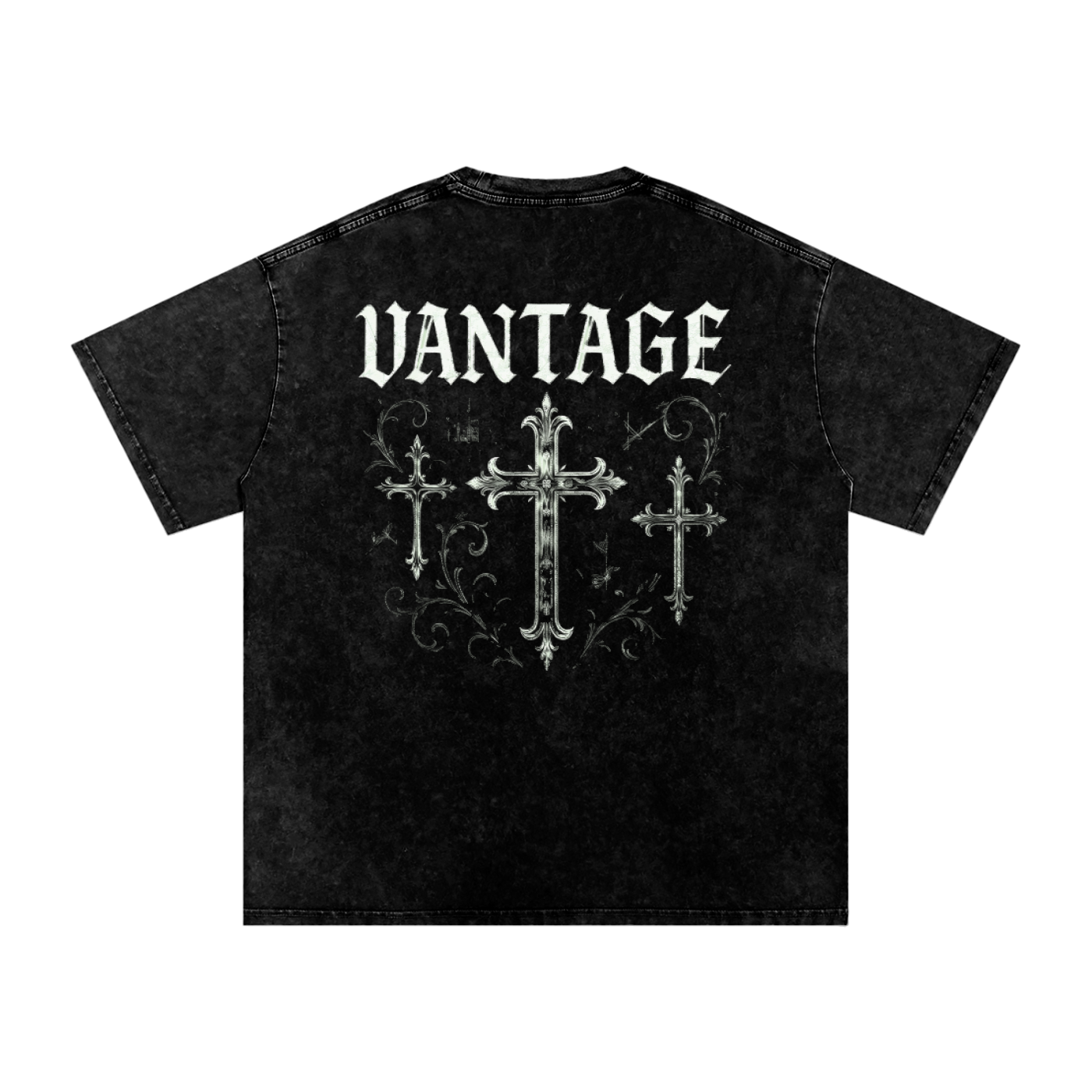 VANTAGE T-shirt Goth!c style -Snow Washed Oversized Cotton T-Shirt