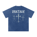 VANTAGE T-shirt Goth!c style -Snow Washed Oversized Cotton T-Shirt