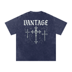 VANTAGE T-shirt Goth!c style -Snow Washed Oversized Cotton T-Shirt