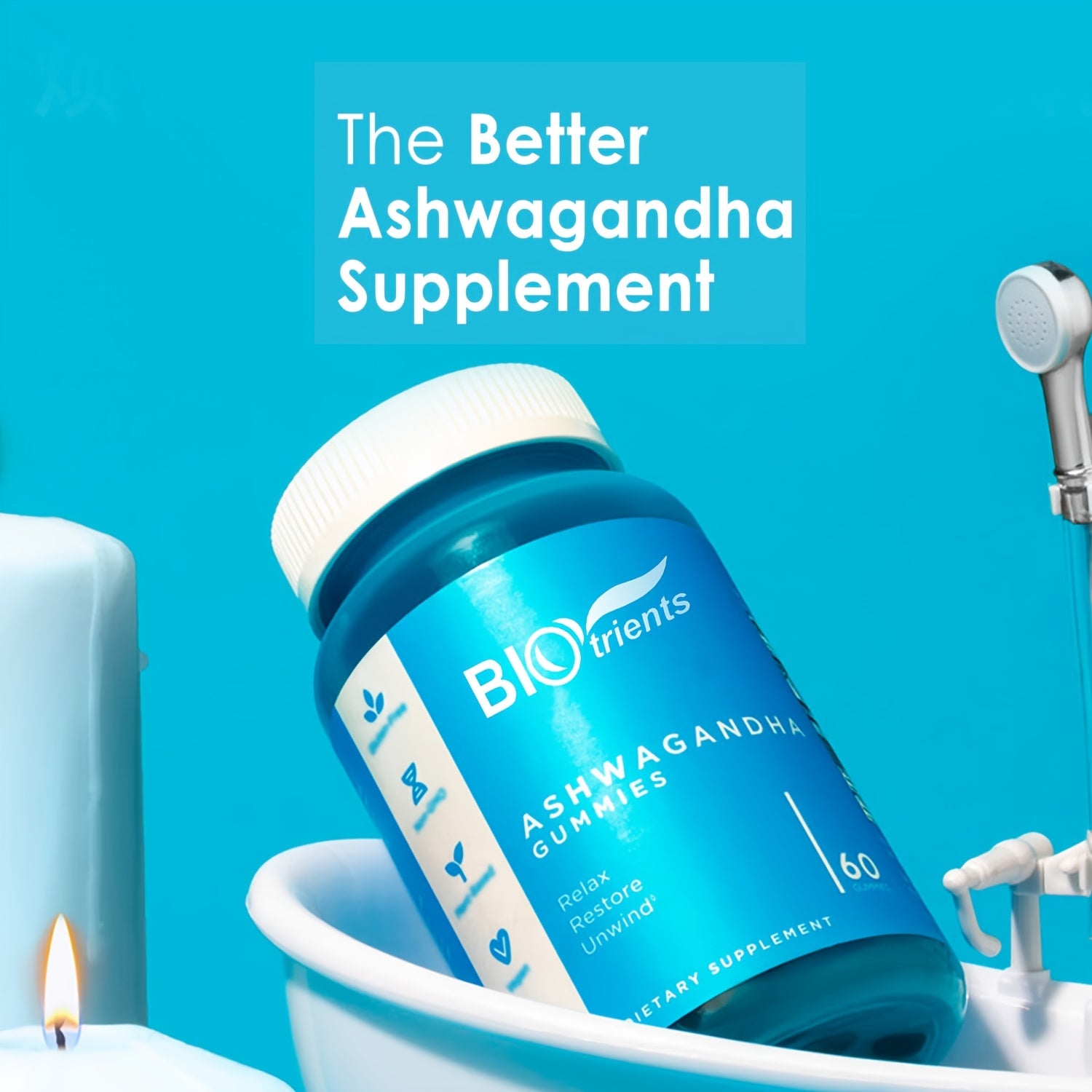 Biotrients - Ashwagandha Vitamin D Gummies - Improved Sleep, Stress Reduction, Relaxation And Cognitive Support For Men And Women, Mixed Berry, Gluten Free And Gelatin Free. America's #1 Ashwagandha - 60 GOlI Capsules Per Bot