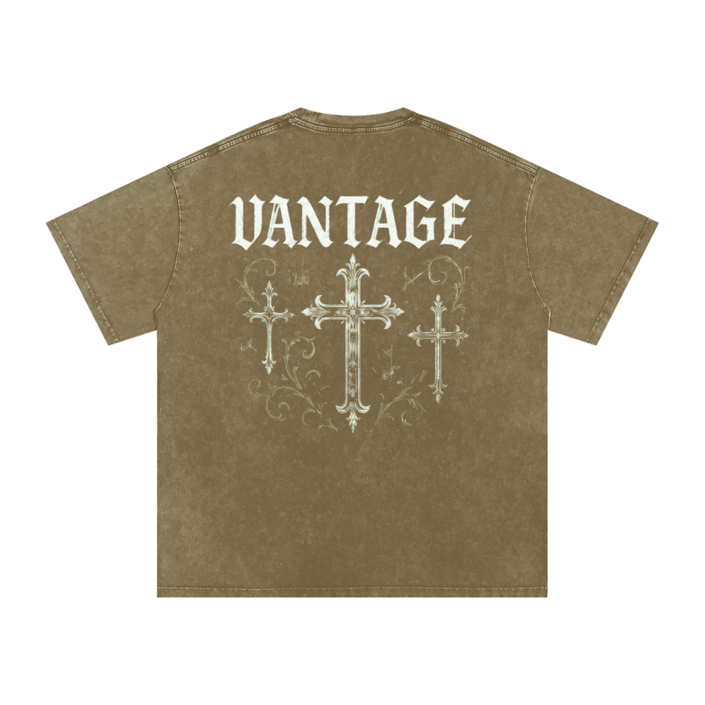 VANTAGE T-shirt Goth!c style -Snow Washed Oversized Cotton T-Shirt