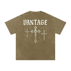 VANTAGE T-shirt Goth!c style -Snow Washed Oversized Cotton T-Shirt